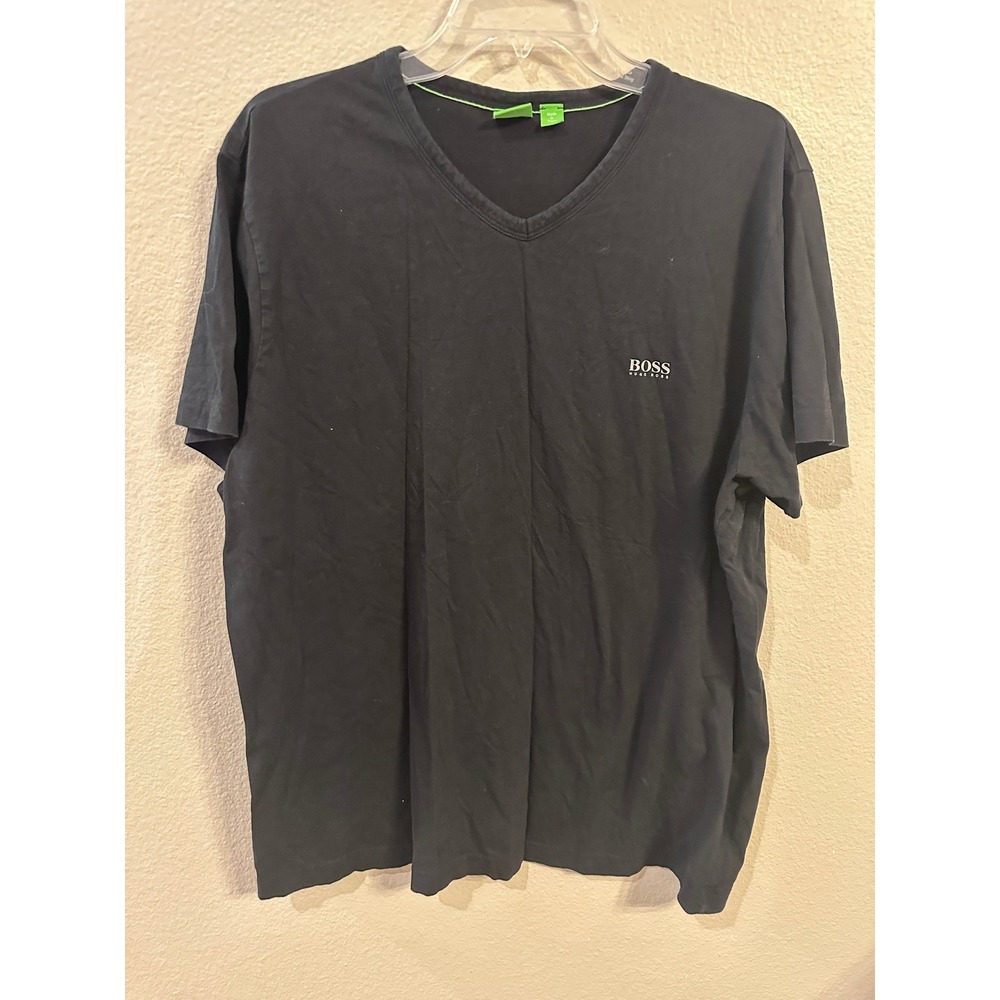 Hugo Boss XXL T Shirt V Neck Black Short Sleeve Menswear Top